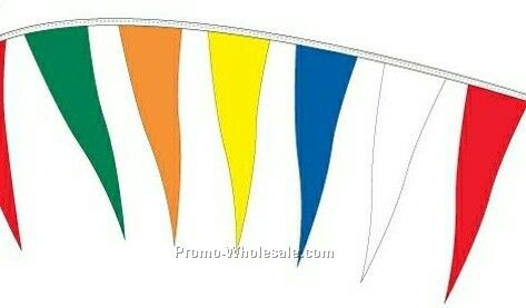 110' Stock Poly Pennants 80 Per String - Black/ Orange