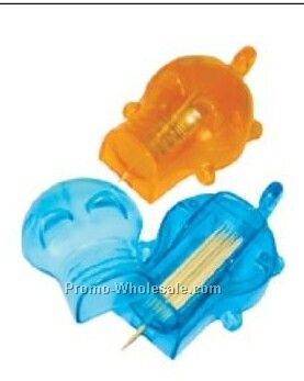 11cmx6-1/2cmx4-4/5cm Automatic Pig Toothpick Dispenser (Orange/ Blue)