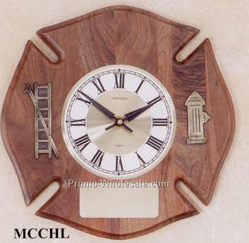 12"x12" Walnut Fire Department Service Clocks