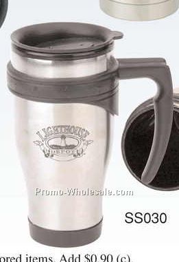 16 Oz. Brushed Finish Stainless Steel Travel Mug (Screened)