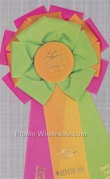 17-1/2" Custom Triple Layer Rosette Ribbon With 2"x14" Triple Streamer