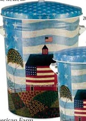 17-3/4"x23" 20 Gallon Decorative Round Tin - The American Farm