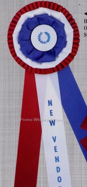 18-1/2" Custom Rosette Ribbon - 2"x15" Triple Streamer