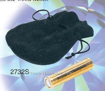 2-1/2"x5/8" Gold Plated Mini Kaleidoscope W/ Leather Pouch (Screened)