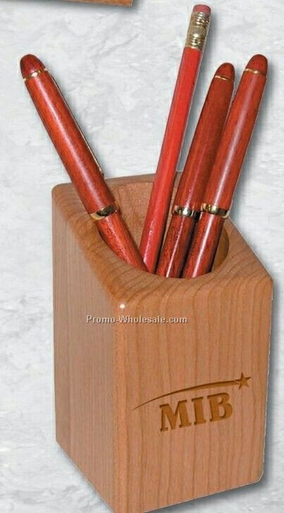 2-1/4"x2-1/4"x4-1/4" Elite Cherrywood Pen Cup