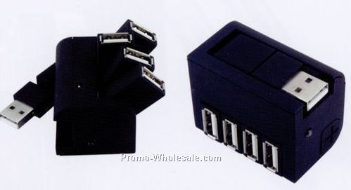 2"x1-1/4"x1-1/8" Mini Tower 4 Port USB Hub