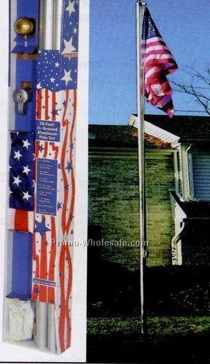 20' Residential Aluminum Poles Set W/ Embroidered Flag