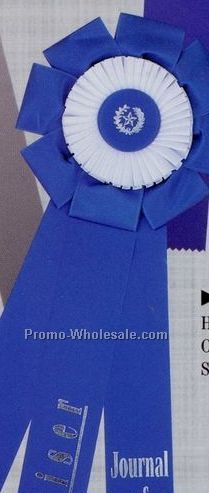 28" Custom Rosette Ribbon With Triple 2-1/2"x24" Streamer & 8" Head