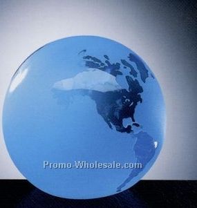 3" Frost Blue Molten Glass World Globe W/ Flat Bottom