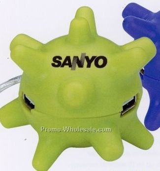 3" Minya Green Soft Spiky Ball 3-port USB Hub