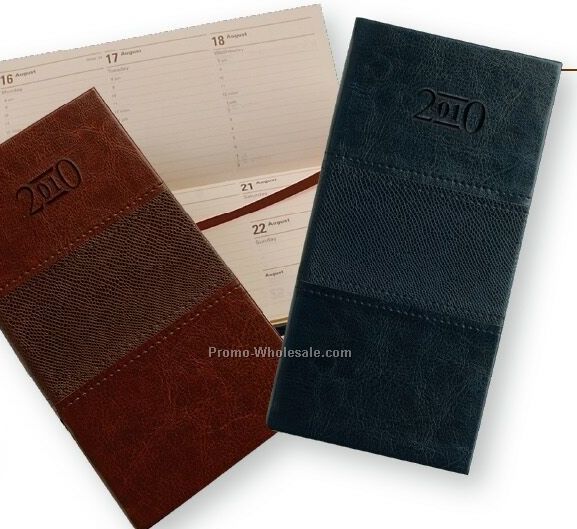 3-1/8"x6-1/2" Blue Classic Horizontal Pocket Planner W/ 64 Pages