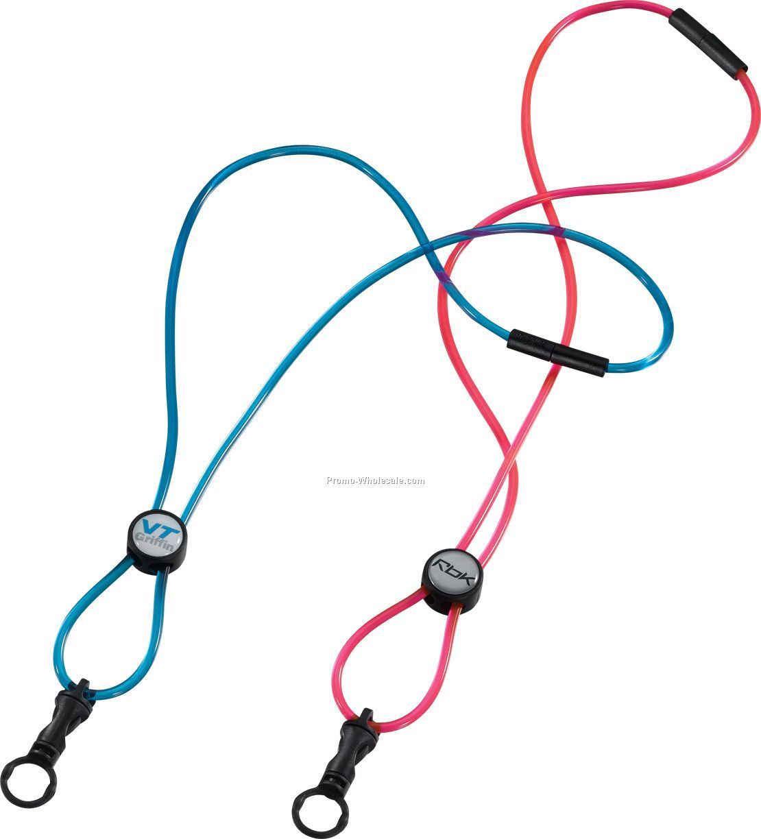 3/16" Transparent Cord Lanyard With Domed Locking Slider