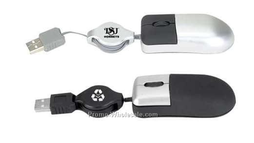 3"x1-1/2" 3d Super Mini Optical USB Mouse W/ Retractable Cord