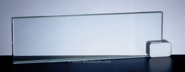 3"x10" Jade Glass Name Plate W/ Brass Corner Holder