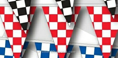30' 4 Mil Triangle Checkered Race Track Pennant - Red/ White