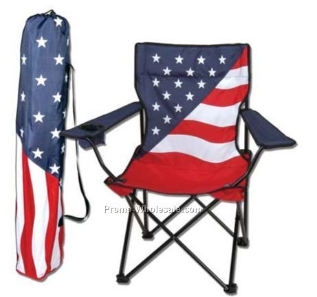 32"x22"x35" Patriotic Folding Chair With Carrying Case