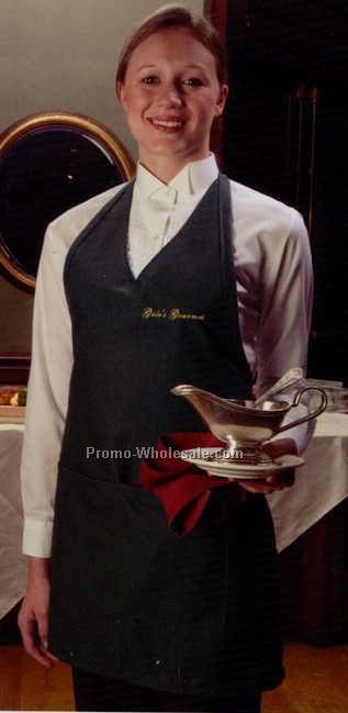 32"x28" V-neck Tuxedo Apron (Black Pinstripe)