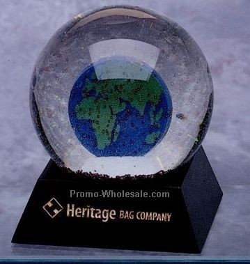 4" Custom Liquid Filled Globe W/Pyramid Base & Laminated Billboard