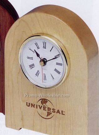 4-1/4"x6"x1-1/4" Light Brown Arch Clock