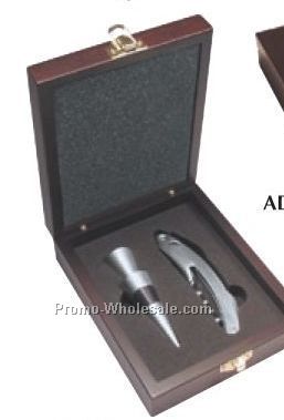 5"x6-1/4"x2" 2 Piece Wine Gift Set In Rosewood Box