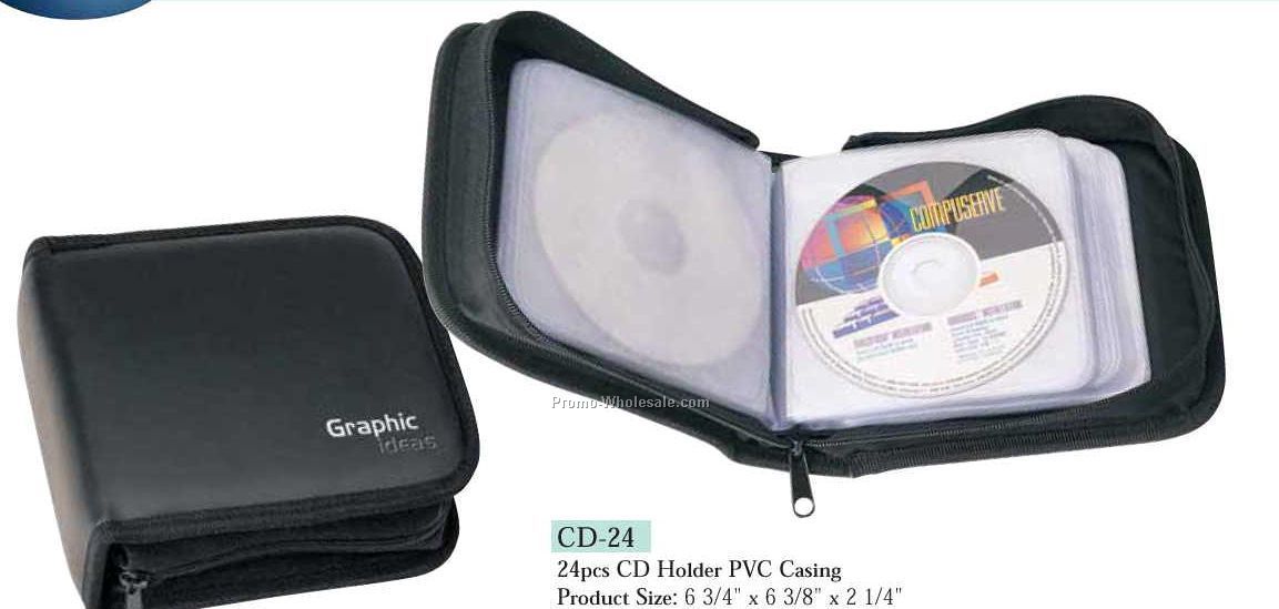 6-3/4"x6-3/8"x2-1/4" 24 Pc. CD Holder W/ Pvc Casing