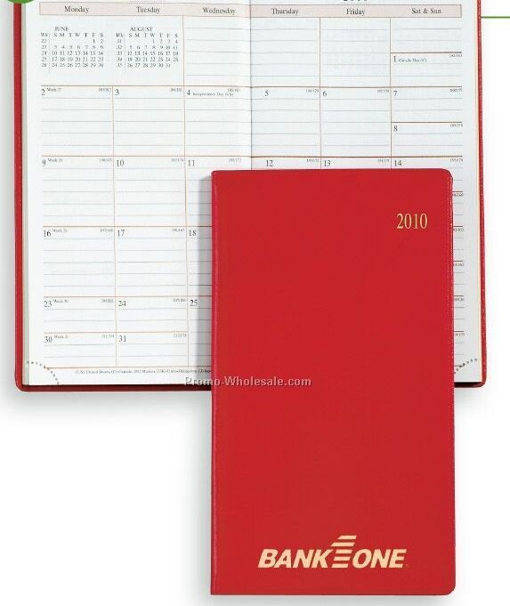 6-5/8"x3-3/4" Red Sun Graphix Bonded Leather Traveler Planner