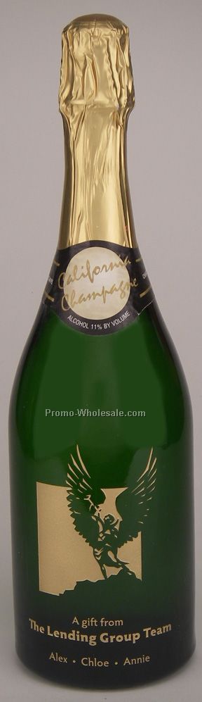 750 Ml Custom Etched Sparkling Wine Woodbridge, Ca, 1 Paint Fill