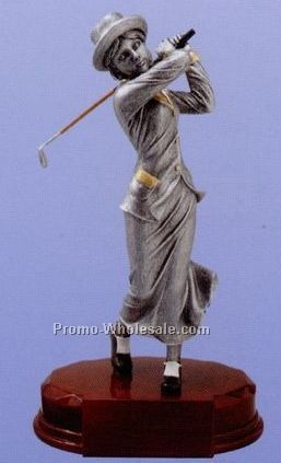 8" Sport Sculpture W/ Radiant Mahogany Finish Base (Female Golf)