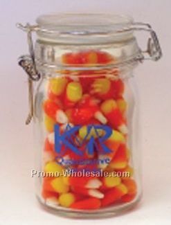 8 Oz. Glass Canning Jar Filled W/ Candy Corn