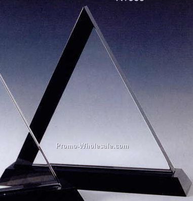 9"x9-1/2"x2-1/4" Black Optic Crystal Triangle Award W/ Base
