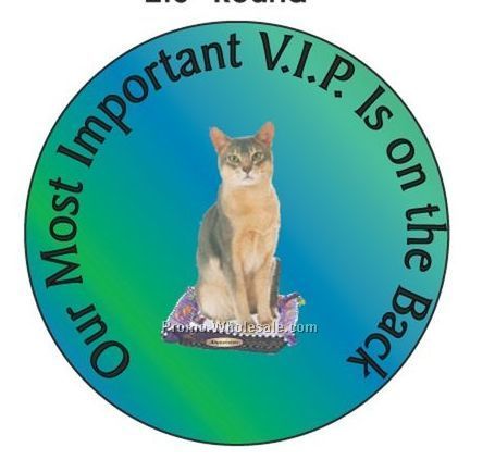 Abyssinian Cat Round Hand Mirror W/ Full Mirror Back (2-1/2")