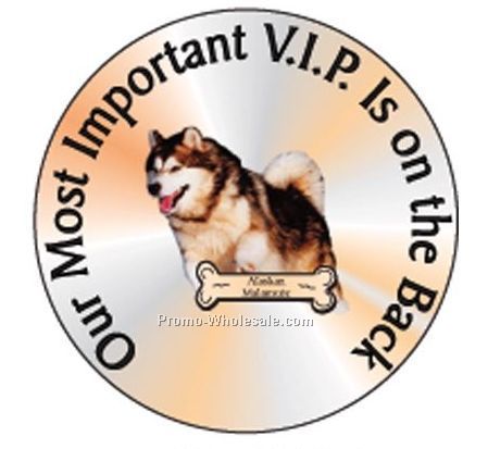 Alaskan Malamute Round Hand Mirror W/ Full Mirror Back (2-1/2")