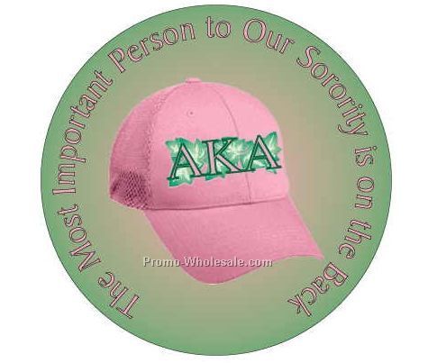 Alpha Kappa Alpha Sorority Hat Round Mirror W/ Full Mirror Back (2-1/2")