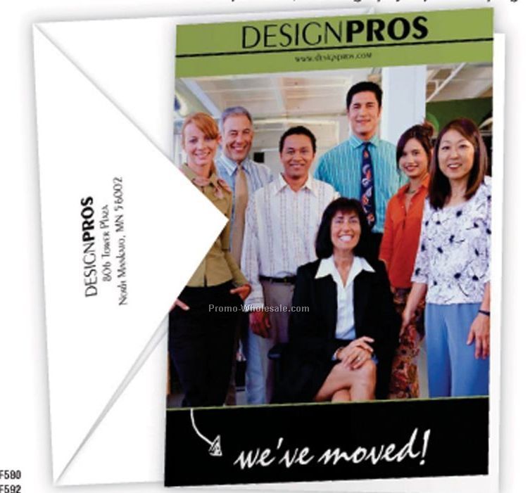 Baronial Matte White Folder Announcements W/ Full Color Front & Back