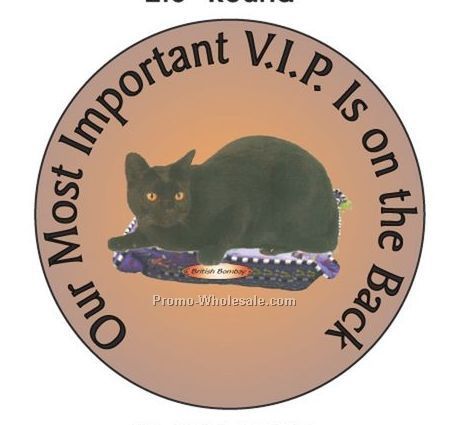 British Bombay Cat Round Hand Mirror W/ Full Mirror Back (2-1/2")