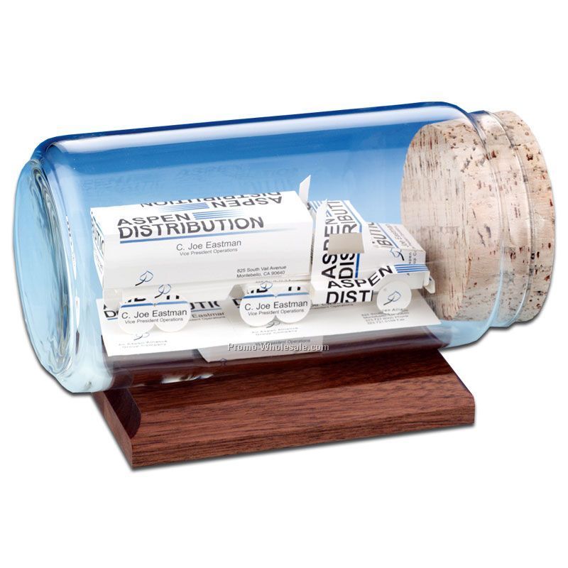 Business Card In A Bottle Sculpture - 18 Wheeler