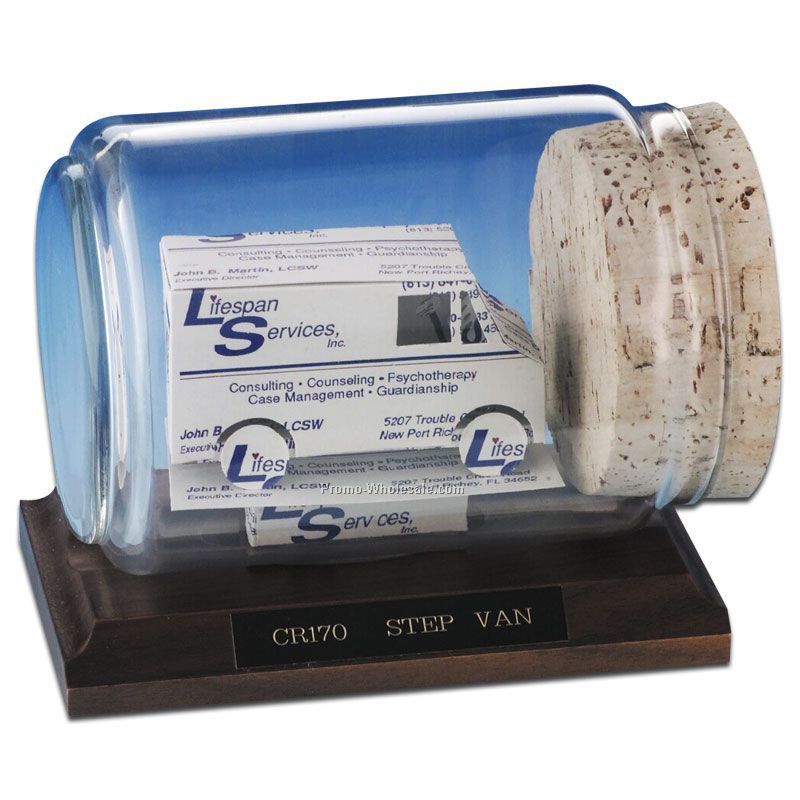 Business Card In A Bottle Sculpture - Step Van