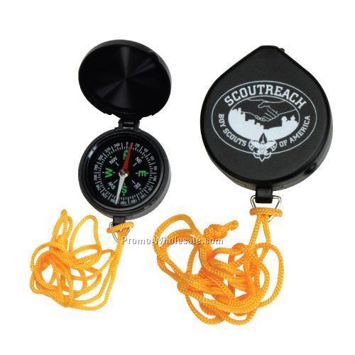 Compass With Conversions Strap & Hinged Lid
