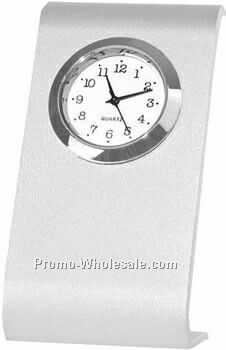 Contemporary Silver Metal Quartz Desk Clock