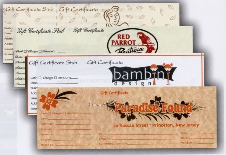 Custom Gift Certificates In Stock Papers