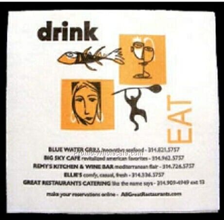 Custom Linen-like Beverage Napkin (1-2 Color)