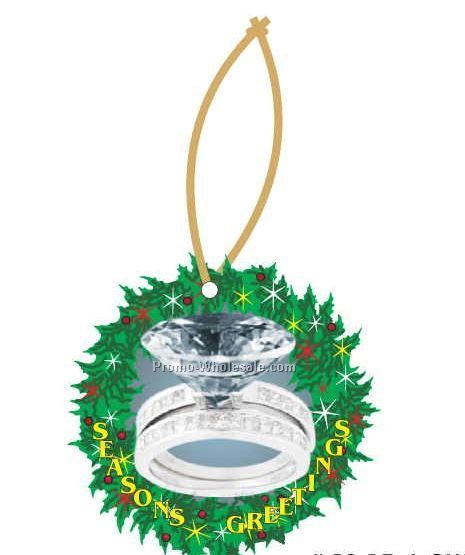 Diamond Ring Executive Line Wreath Ornament W/ Mirror Back (4 Sq. Inch)