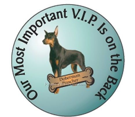 Doberman Pinscher Round Hand Mirror W/ Full Mirror Back (2-1/2")