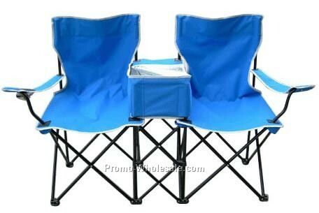 Double Beach Chair With Cooler Bag In The Center