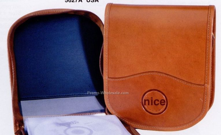 Durable Zippered Case For 20 CDs (Saddlehide)