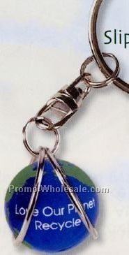 Earth Keychain W/ Slip-in Marble