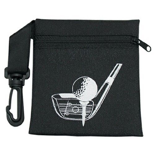 Empty Canvas Zippered Golf Pouch W/ Clip