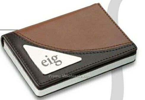 Essentials Tomdois 2-tone Leather Business Card Case 4"x2-3/4"