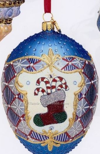 European Blown Glass Ornament Collection/ Happy Holidays Egg