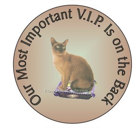 European Burmese Cat Round Hand Mirror W/ Full Mirror Back (2-1/2")